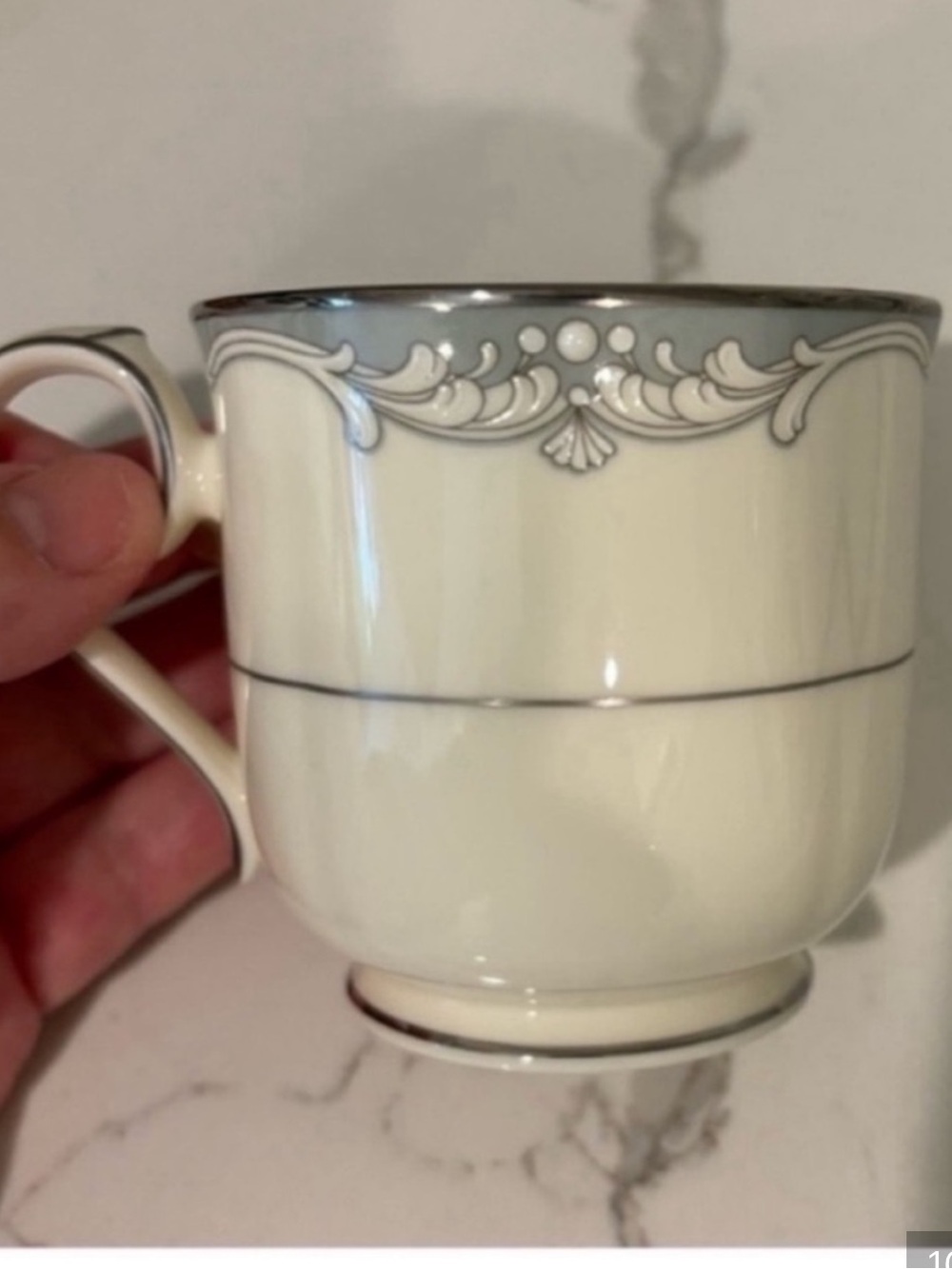 Vintage Noritake Cousteau Bone China Teacup and Saucer Set Off White Grey Japan - Picture 10 of 11